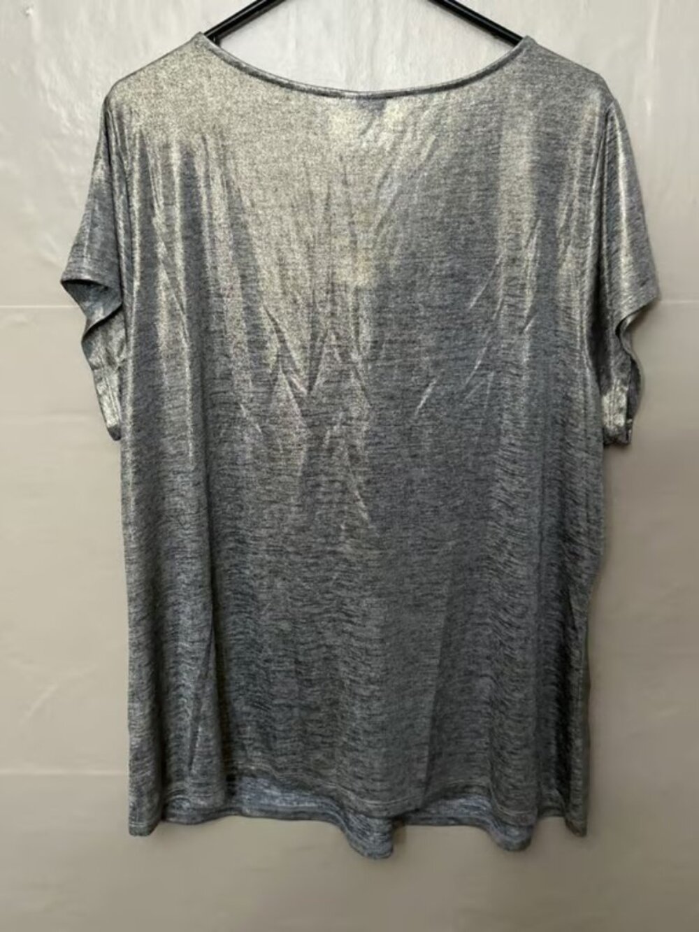 Worthington Plus 3X Gold Shimmer Scoop Neck Short Sleeve Top - Picture 3 of 4